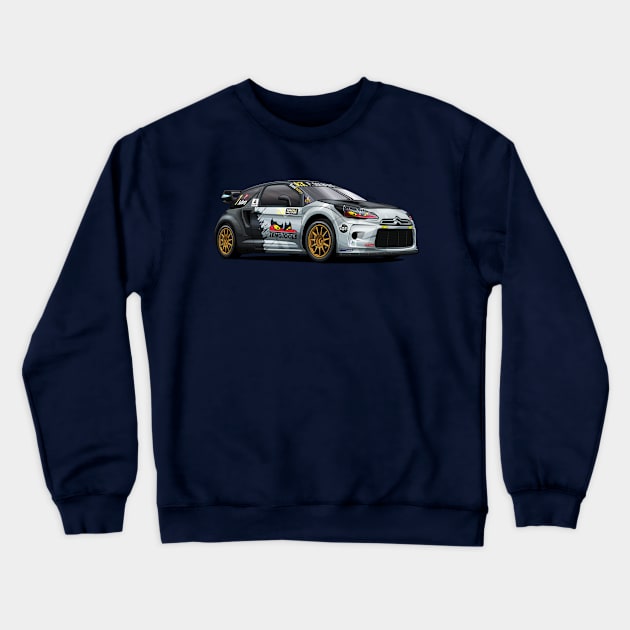 Citroen DS3 WRX - Petter Solberg Crewneck Sweatshirt by Mario Ramos Rally Art